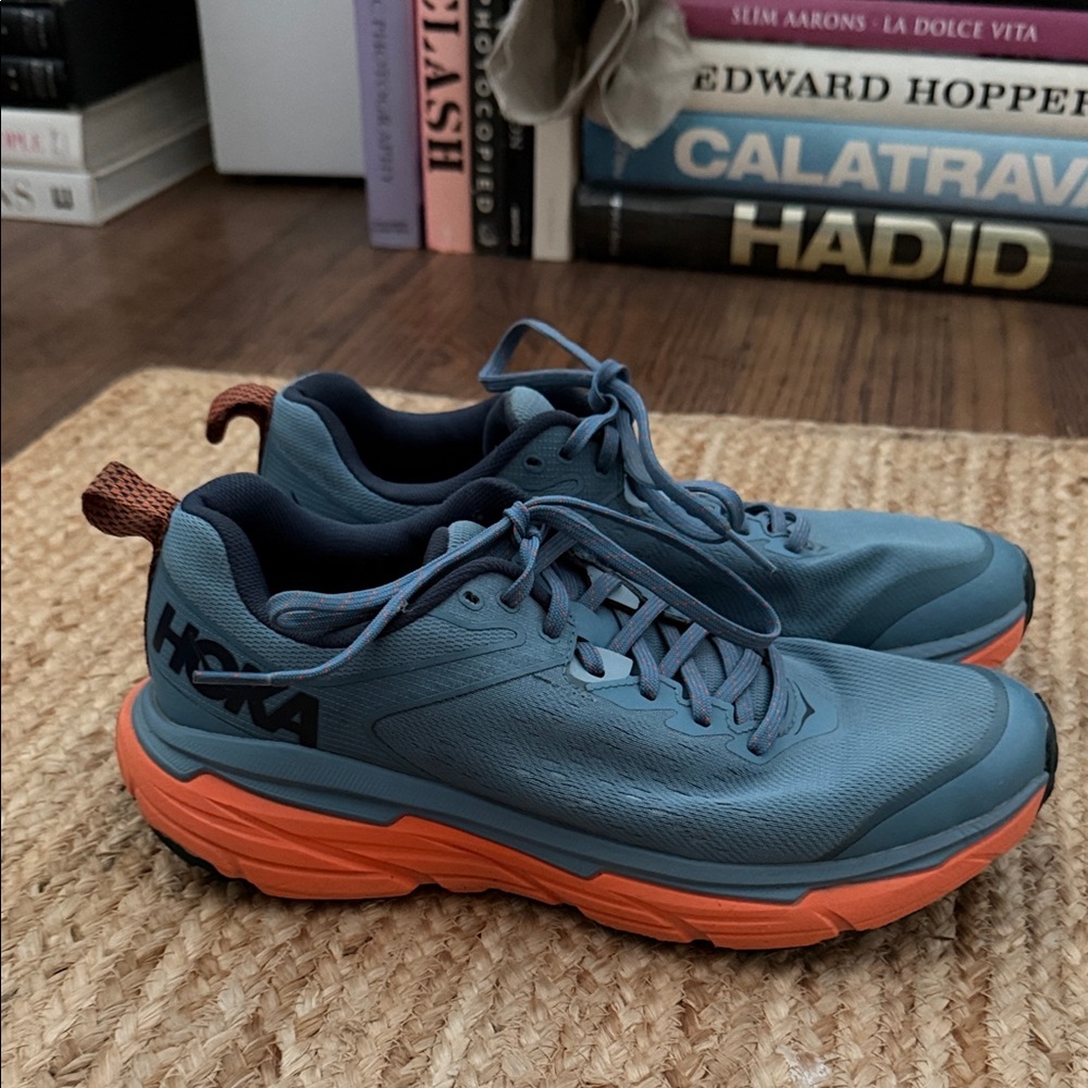 Hoka Navy, Cold Blue and Orange Athletic Sneakers